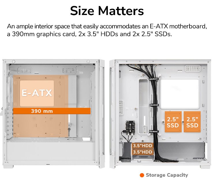COUGAR PC skříň DUOFACE Pro RGB Black Mid Tower TG & Airflow Front Panel 4 x ARGB Fans TG Left Panel