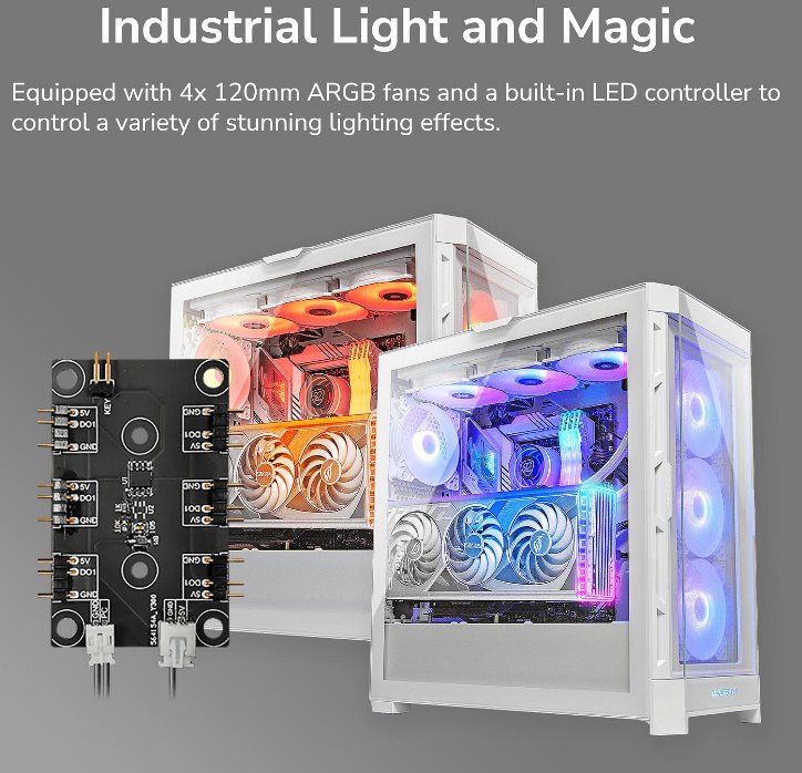 COUGAR PC skříň DUOFACE Pro RGB Black Mid Tower TG & Airflow Front Panel 4 x ARGB Fans TG Left Panel