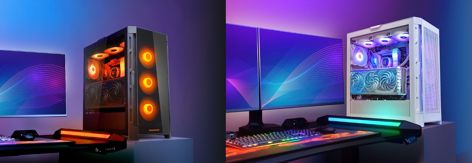 COUGAR PC skříň DUOFACE Pro RGB Black Mid Tower TG & Airflow Front Panel 4 x ARGB Fans TG Left Panel