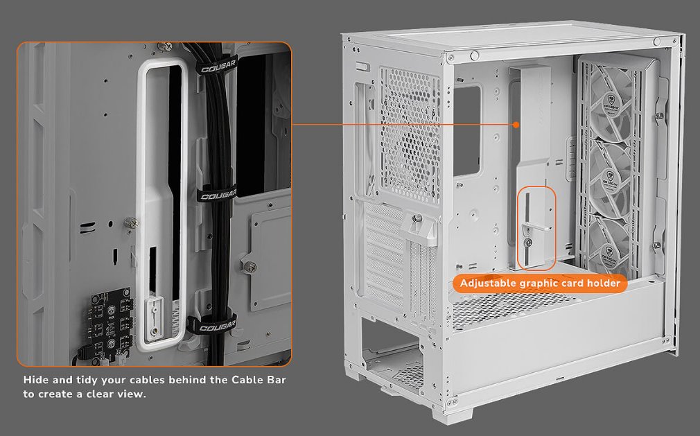 COUGAR PC skříň DUOFACE Pro RGB Black Mid Tower TG & Airflow Front Panel 4 x ARGB Fans TG Left Panel