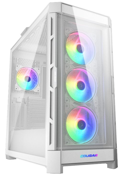 COUGAR PC skříň DUOFACE Pro RGB White Mid Tower TG & Airflow Front Panel 4 x ARGB Fans TG Left Panel