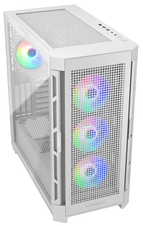 COUGAR PC skříň DUOFACE Pro RGB White Mid Tower TG & Airflow Front Panel 4 x ARGB Fans TG Left Panel