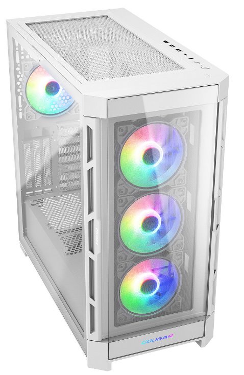 COUGAR PC skříň DUOFACE Pro RGB White Mid Tower TG & Airflow Front Panel 4 x ARGB Fans TG Left Panel
