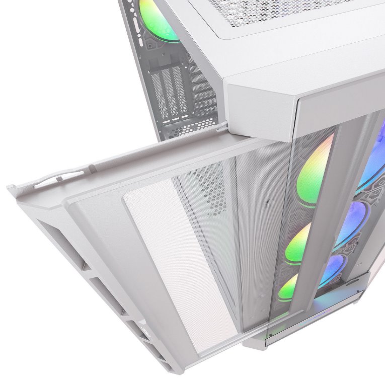 COUGAR PC skříň DUOFACE Pro RGB White Mid Tower TG & Airflow Front Panel 4 x ARGB Fans TG Left Panel