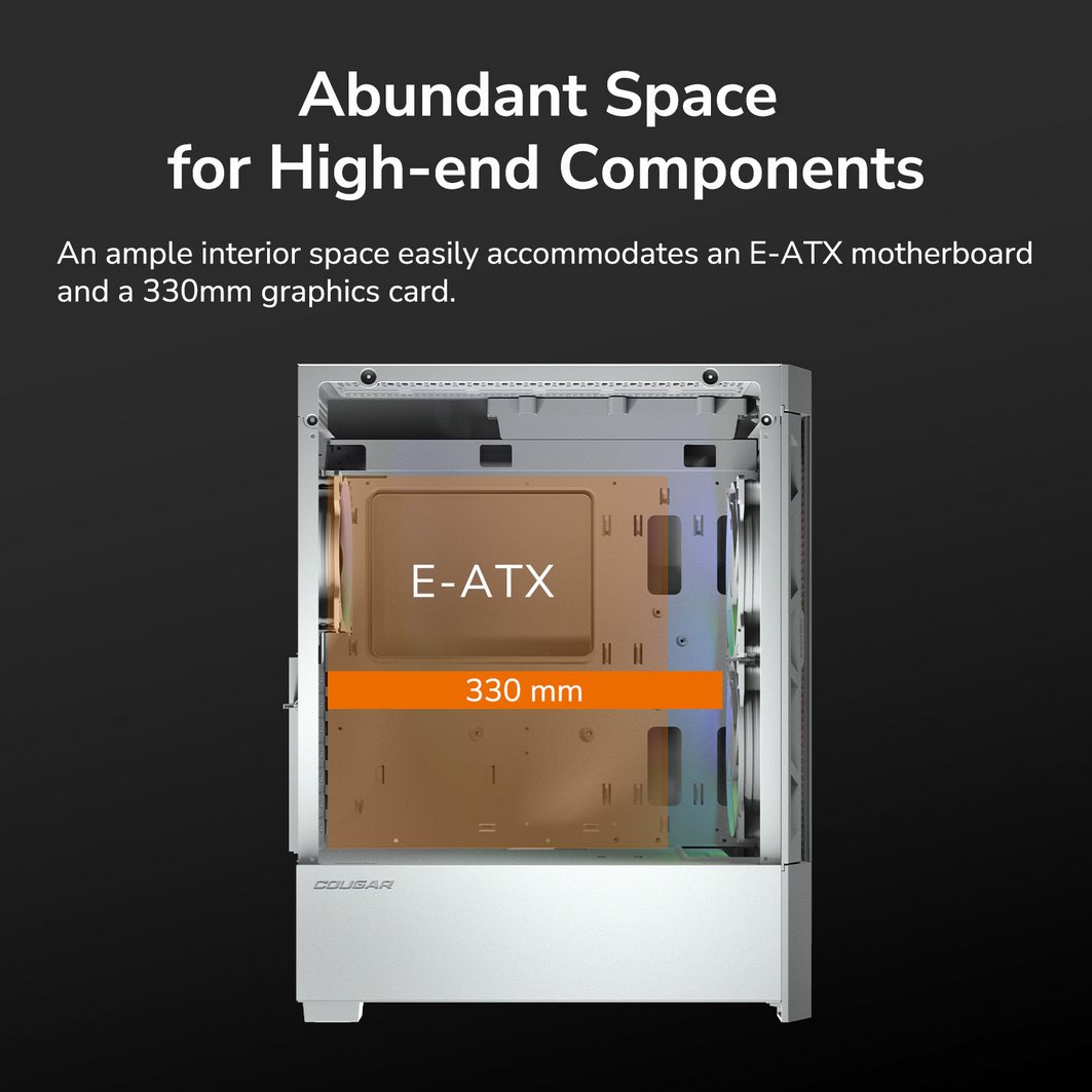 COUGAR PC skříň DUOFACE White Mid Tower Airflow Front Panel TG Left Panel 2 x ARGB 140mm & 1x 120mm Fans