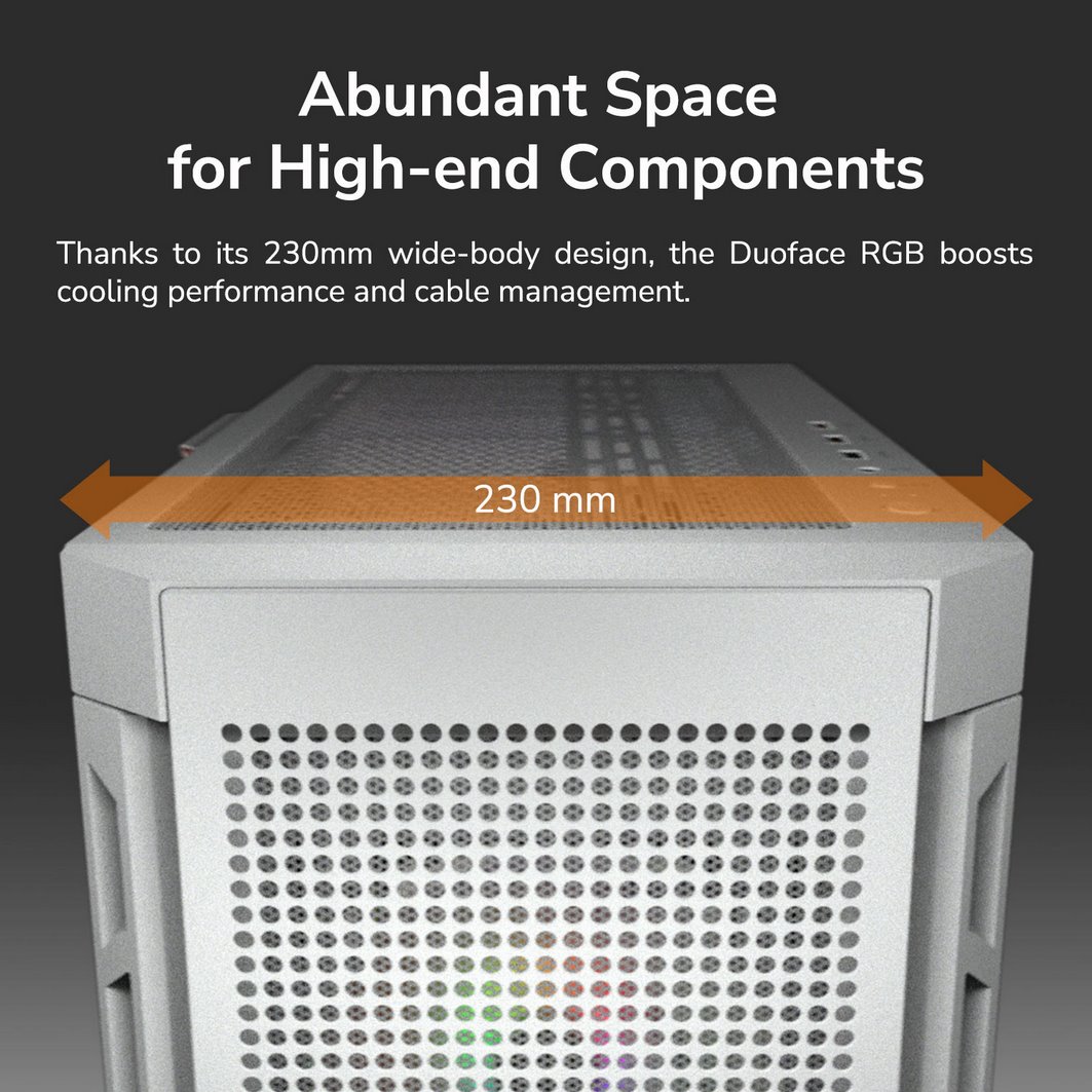 COUGAR PC skříň DUOFACE White Mid Tower Airflow Front Panel TG Left Panel 2 x ARGB 140mm & 1x 120mm Fans
