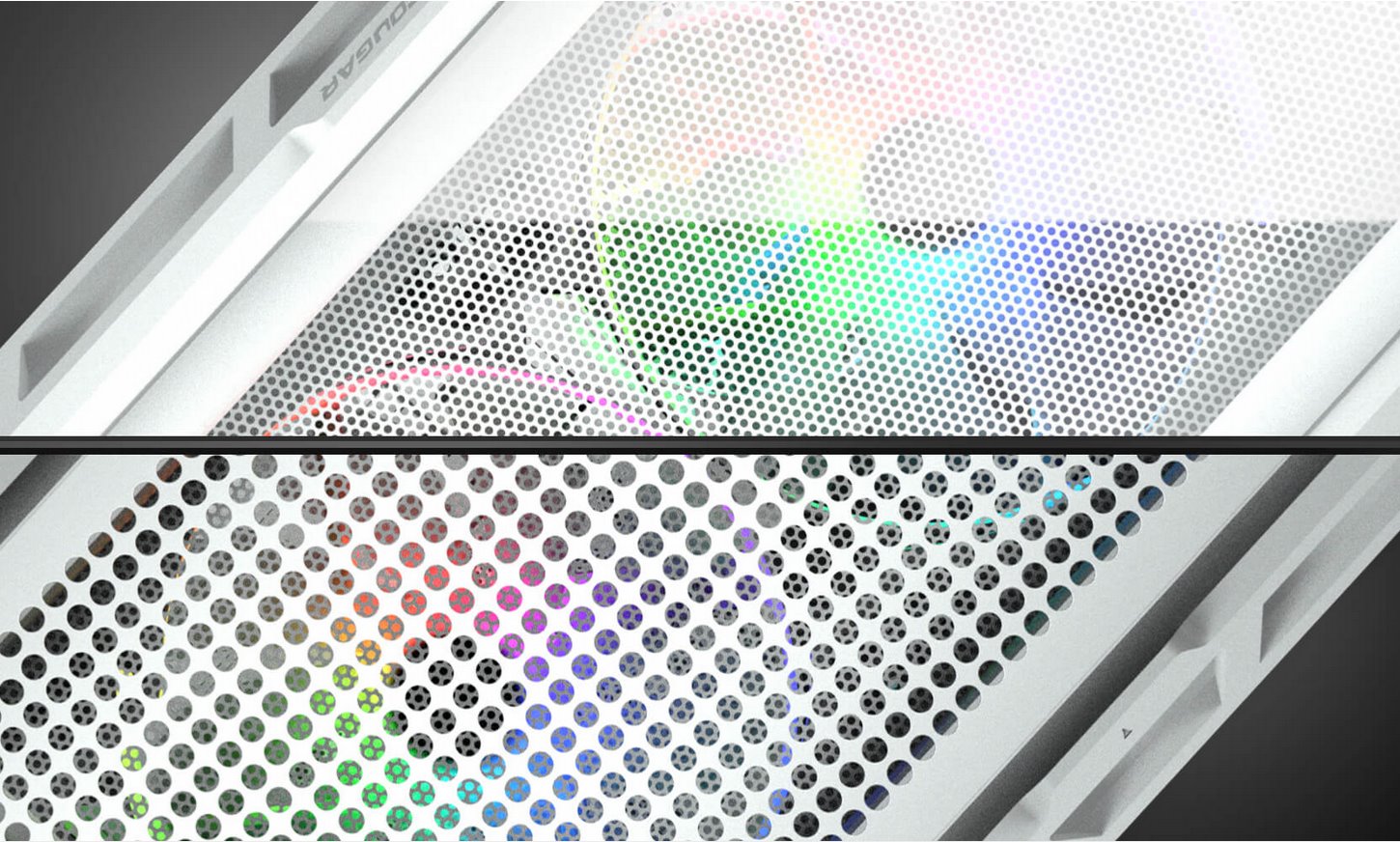 COUGAR PC skříň DUOFACE White Mid Tower Airflow Front Panel TG Left Panel 2 x ARGB 140mm & 1x 120mm Fans