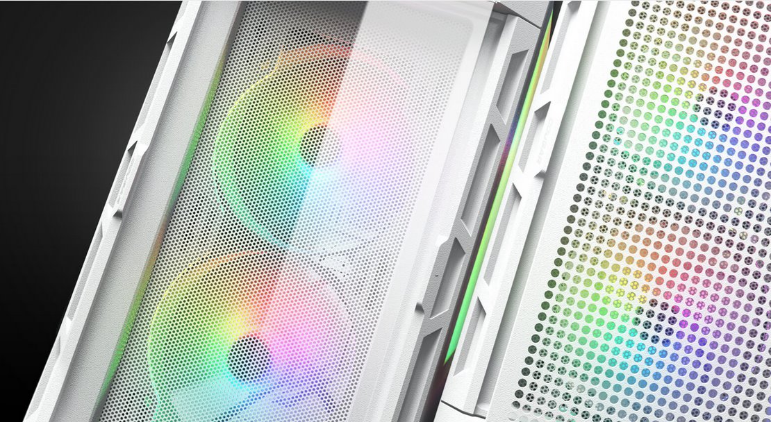 COUGAR PC skříň DUOFACE White Mid Tower Airflow Front Panel TG Left Panel 2 x ARGB 140mm & 1x 120mm Fans