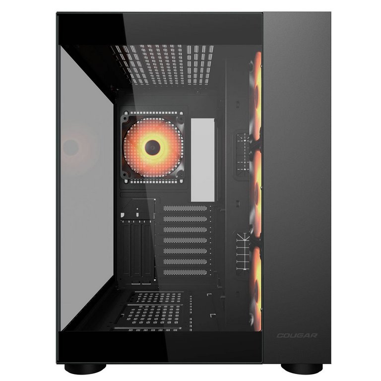 COUGAR PC skříň FV150 RGB Black Mid tower Dual-Chamber ATX glass, 4x 120mm ARGB fans