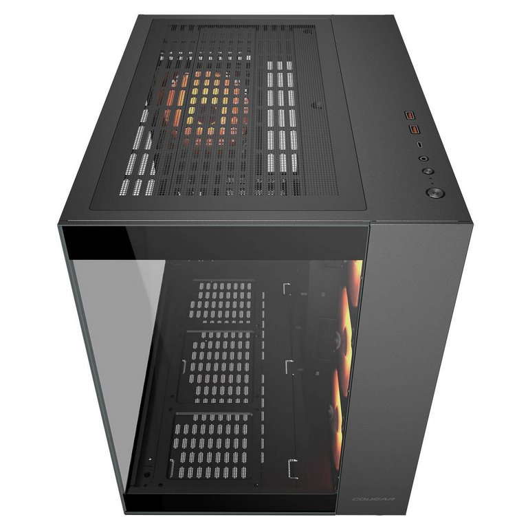 COUGAR PC skříň FV150 RGB Black Mid tower Dual-Chamber ATX glass, 4x 120mm ARGB fans