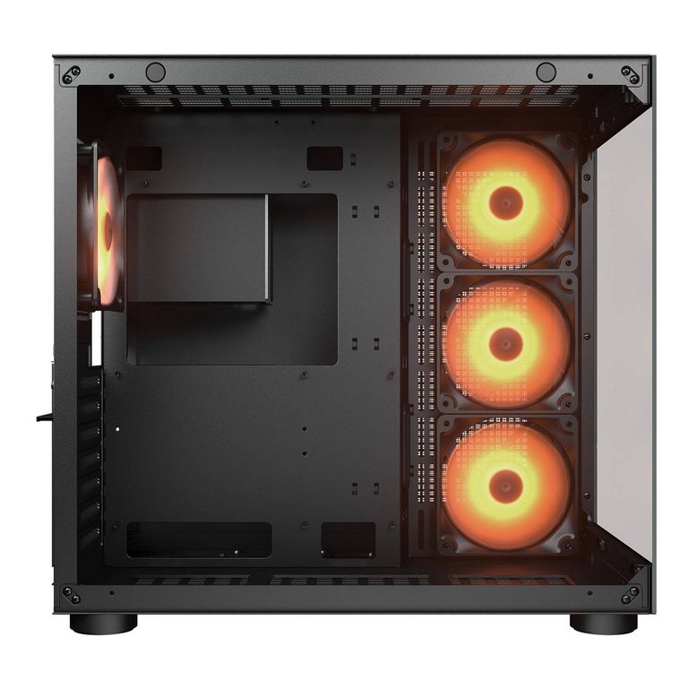 COUGAR PC skříň FV150 RGB Black Mid tower Dual-Chamber ATX glass, 4x 120mm ARGB fans