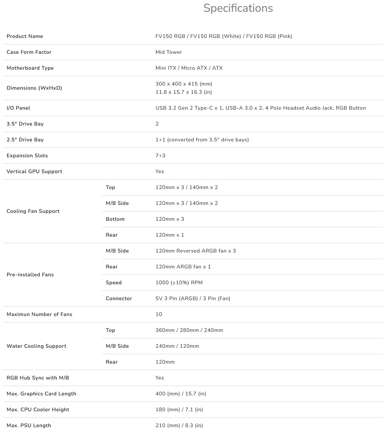 COUGAR PC skříň FV150 RGB Black Mid tower Dual-Chamber ATX glass, 4x 120mm ARGB fans