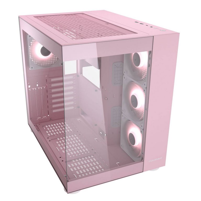 COUGAR PC skříň FV150 RGB Pink Mid tower Dual-Chamber ATX glass, 4x 120mm ARGB fans