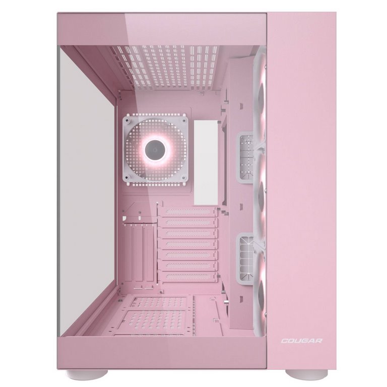 COUGAR PC skříň FV150 RGB Pink Mid tower Dual-Chamber ATX glass, 4x 120mm ARGB fans