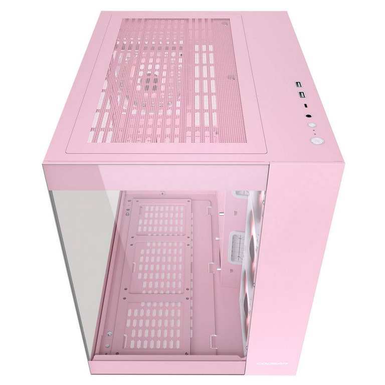 COUGAR PC skříň FV150 RGB Pink Mid tower Dual-Chamber ATX glass, 4x 120mm ARGB fans