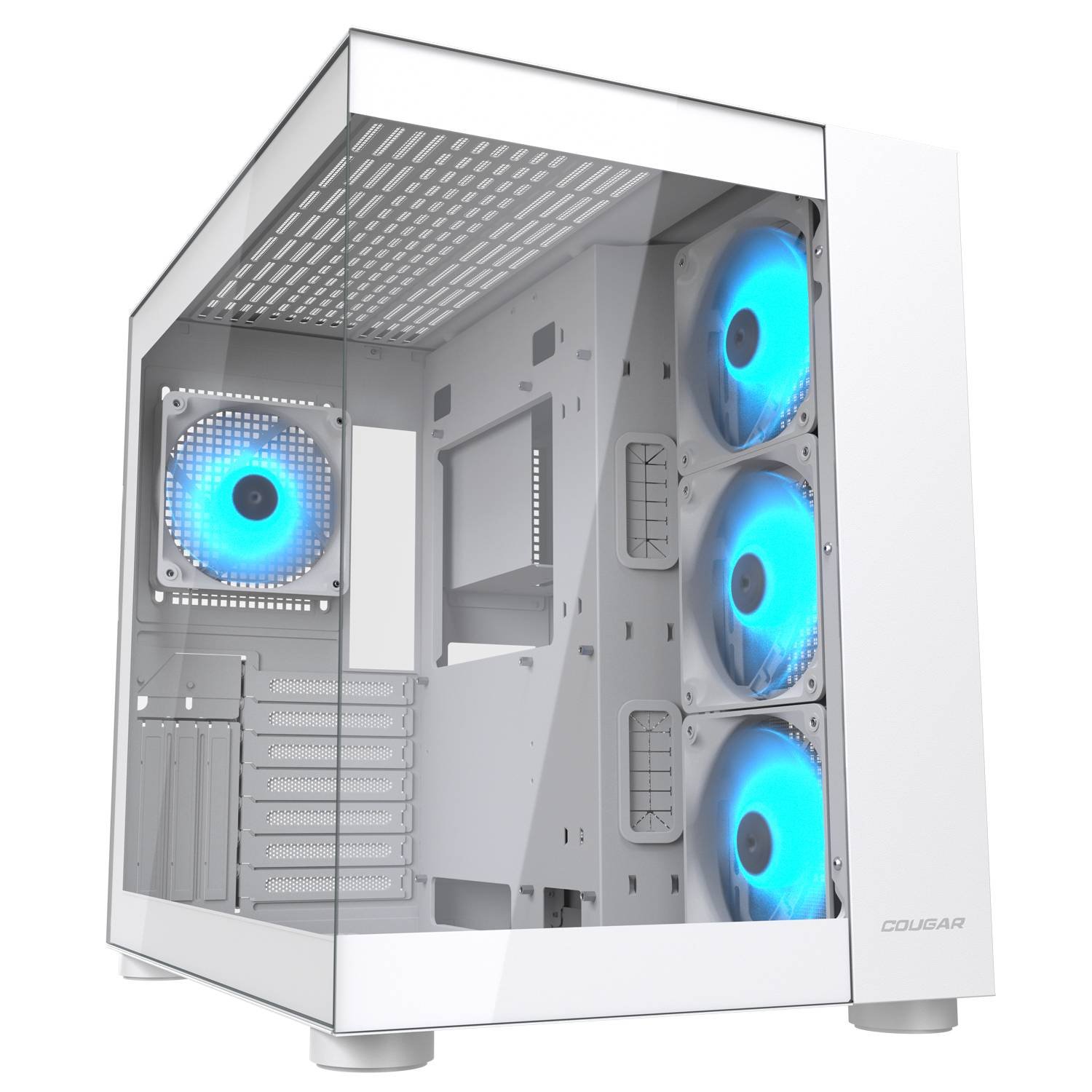 COUGAR PC skříň FV150 RGB White Mid tower Dual-Chamber ATX glass, 4x 120mm ARGB fans