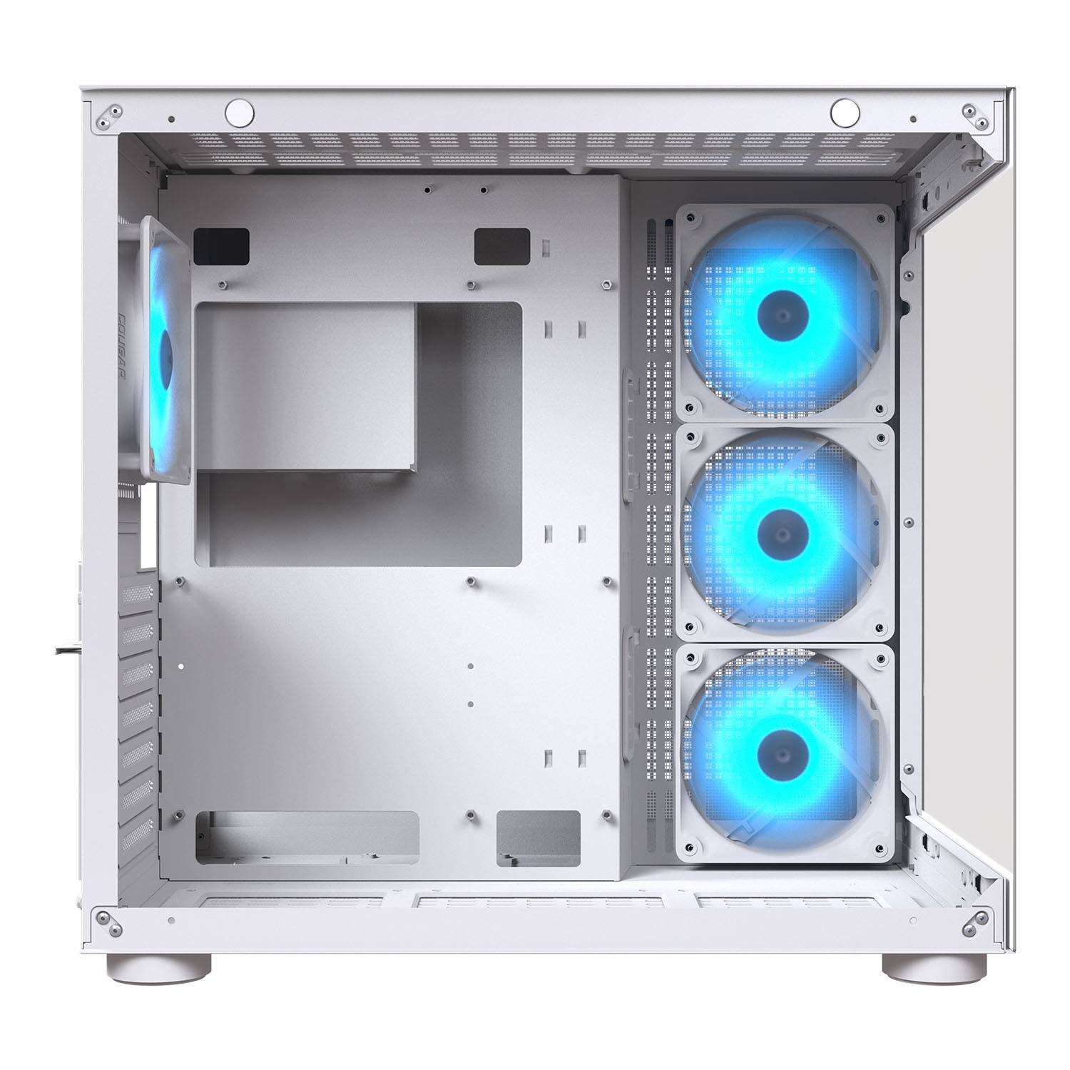 COUGAR PC skříň FV150 RGB White Mid tower Dual-Chamber ATX glass, 4x 120mm ARGB fans