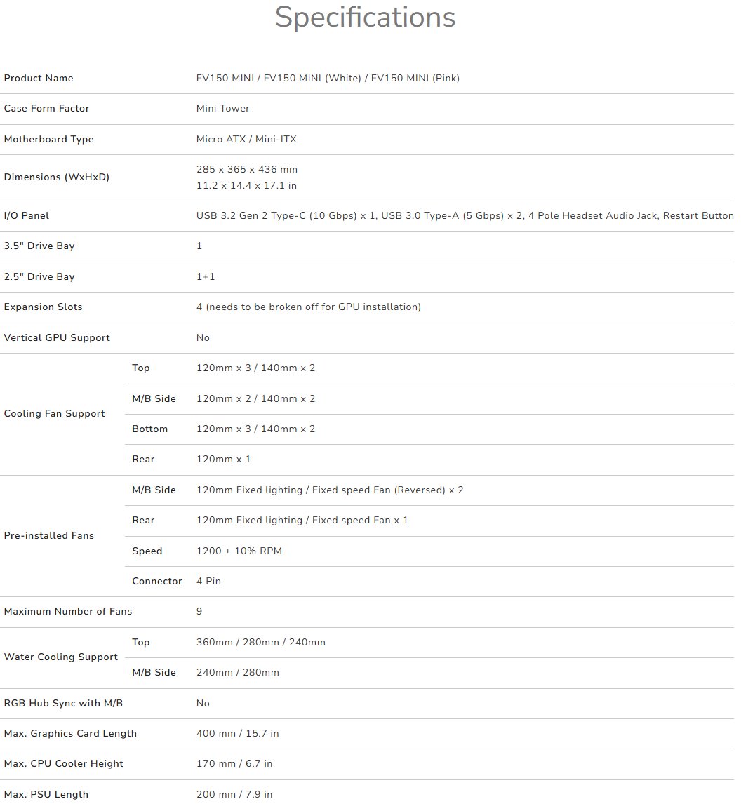 COUGAR PC skříň FV150 RGB White Mini tower