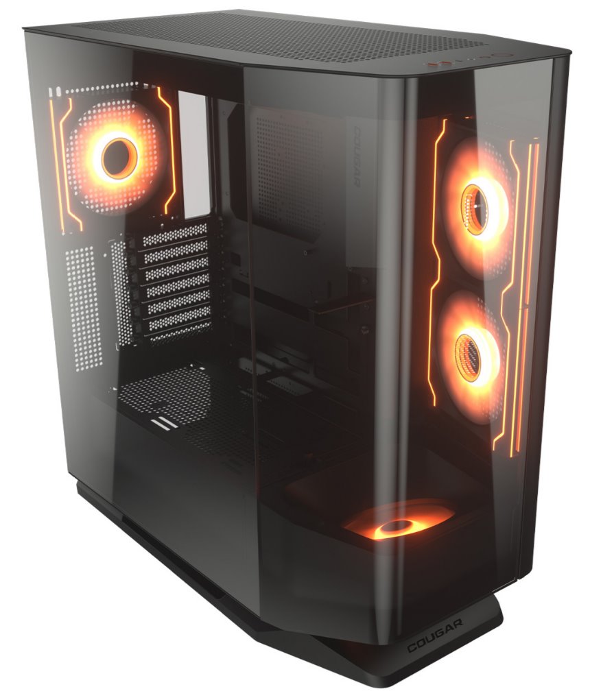 COUGAR PC skříň FV270 Black Mid tower tempered curved glass perimeter quick detachable air filters up to 9 fans
