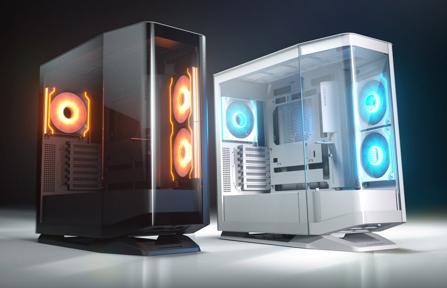 COUGAR PC skříň FV270 Black Mid tower tempered curved glass perimeter quick detachable air filters up to 9 fans