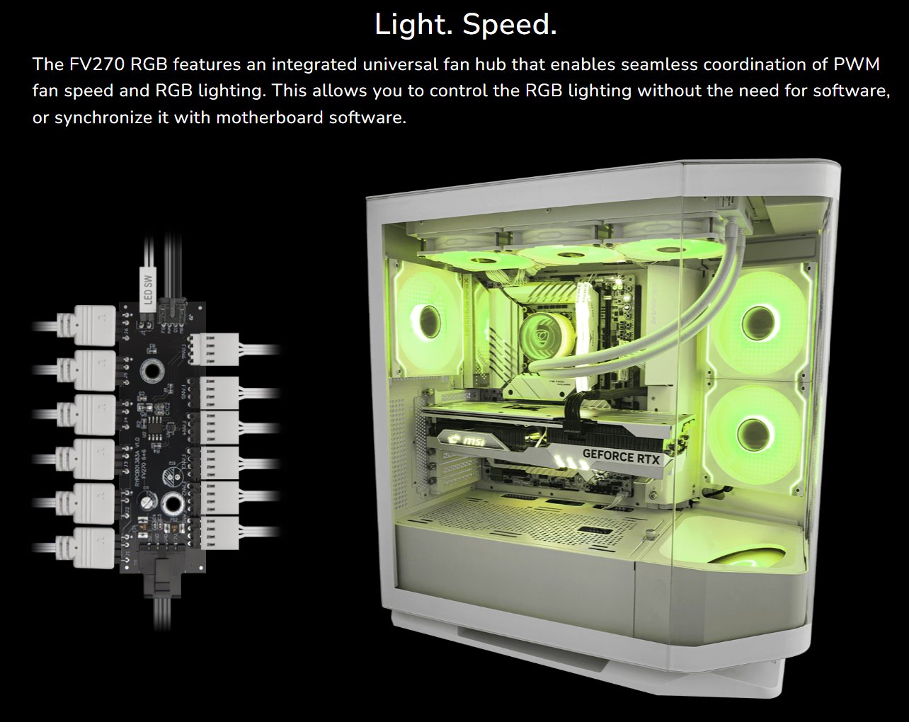 COUGAR PC skříň FV270 Black Mid tower tempered curved glass perimeter quick detachable air filters up to 9 fans