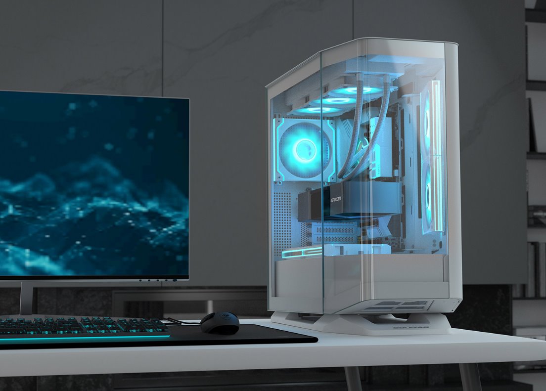 COUGAR PC skříň FV270 Black Mid tower tempered curved glass perimeter quick detachable air filters up to 9 fans