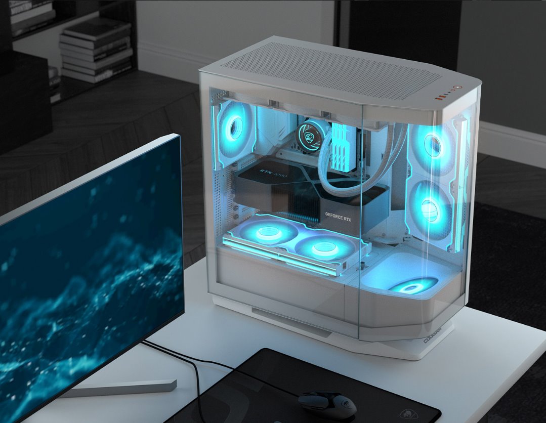 COUGAR PC skříň FV270 Black Mid tower tempered curved glass perimeter quick detachable air filters up to 9 fans