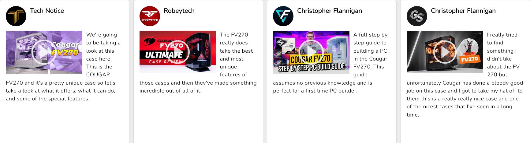 COUGAR PC skříň FV270 Black Mid tower tempered curved glass perimeter quick detachable air filters up to 9 fans