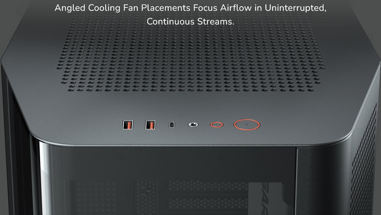 COUGAR PC skříň FV270 Black Mid tower tempered curved glass perimeter quick detachable air filters up to 9 fans