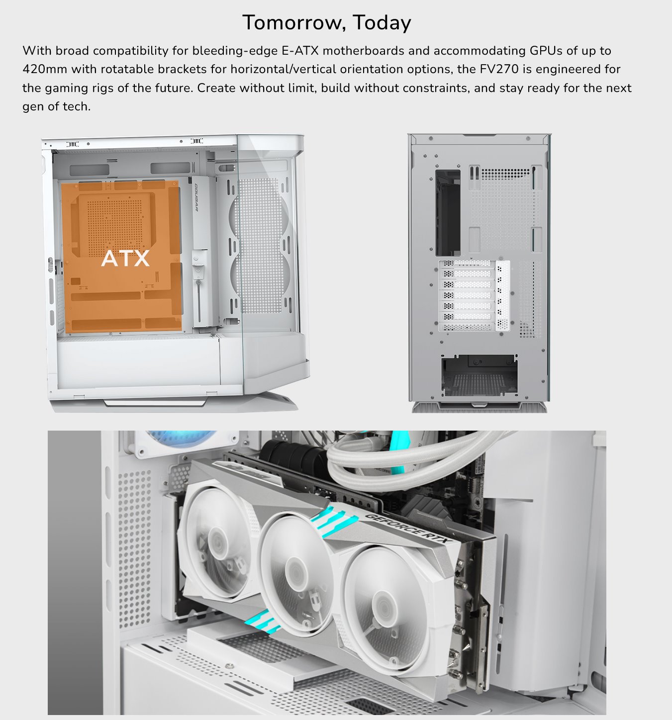 COUGAR PC skříň FV270 Black Mid tower tempered curved glass perimeter quick detachable air filters up to 9 fans