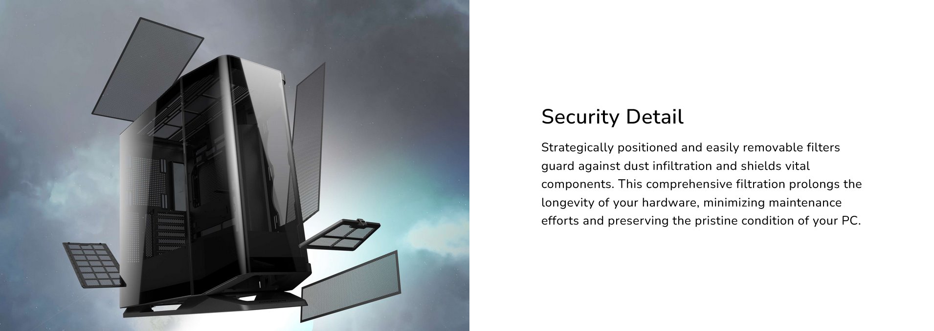 COUGAR PC skříň FV270 Black Mid tower tempered curved glass perimeter quick detachable air filters up to 9 fans