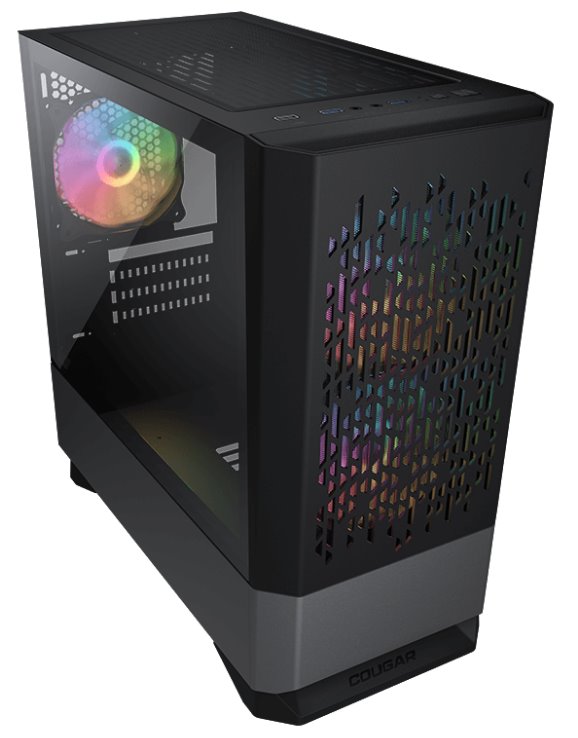 COUGAR PC skříň MG140 Air RGB Black Mini Tower Air Vents Front Panel 3 x ARGB Fans 4mm TG Left Panel