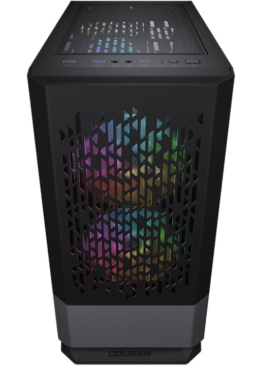 COUGAR PC skříň MG140 Air RGB Black Mini Tower Air Vents Front Panel 3 x ARGB Fans 4mm TG Left Panel