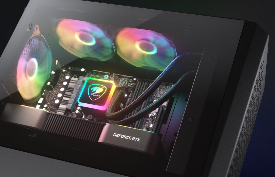 COUGAR PC skříň MG140 Air RGB Black Mini Tower Air Vents Front Panel 3 x ARGB Fans 4mm TG Left Panel
