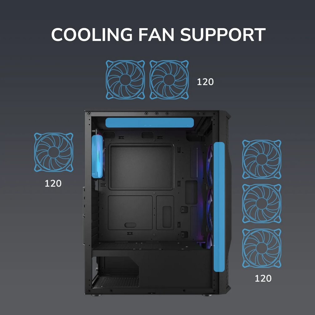 COUGAR PC skříň MX110 RGB Black (system build version) Mid Tower 4 x 120mm fans RGB