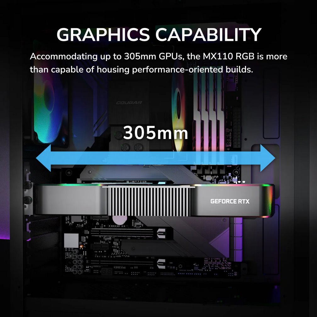 COUGAR PC skříň MX110 RGB Black (system build version) Mid Tower 4 x 120mm fans RGB