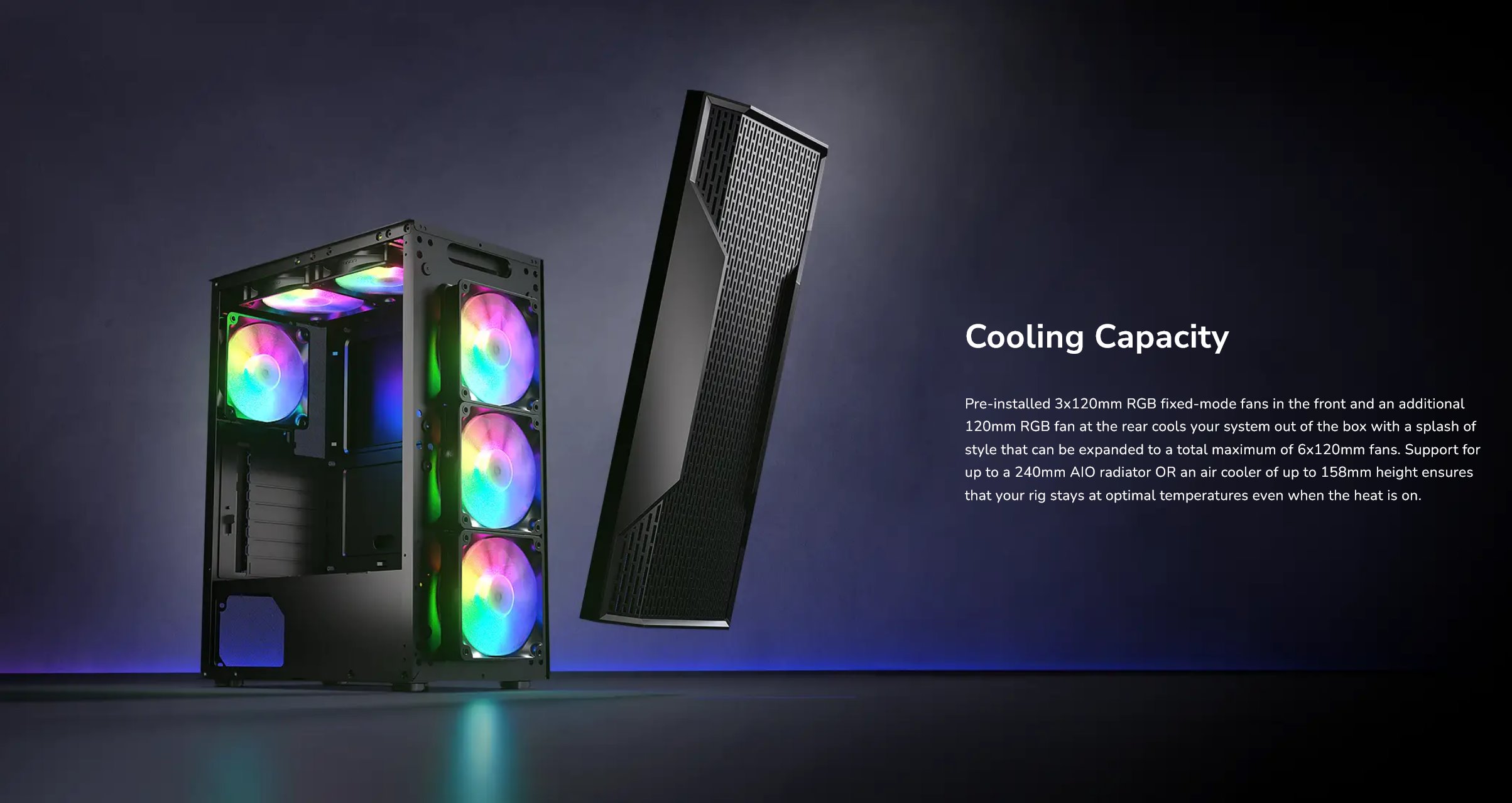 COUGAR PC skříň MX110 RGB Black (system build version) Mid Tower 4 x 120mm fans RGB