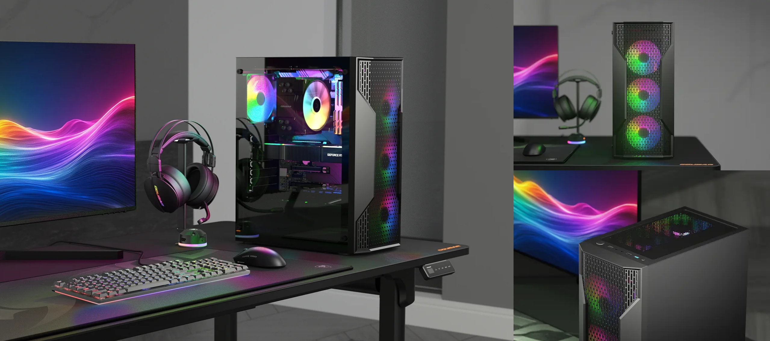 COUGAR PC skříň MX110 RGB Black (system build version) Mid Tower 4 x 120mm fans RGB