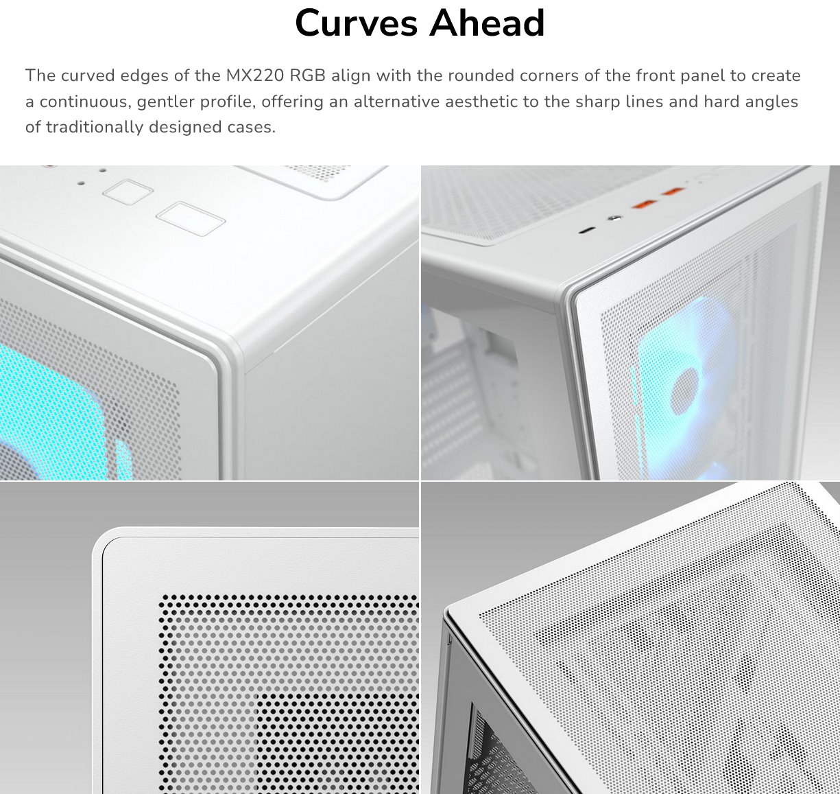 COUGAR PC skříň MX220 RGB Black Mid Tower Mesh Front Panel 4 x 120mm ARGB Fans TG Left Panel