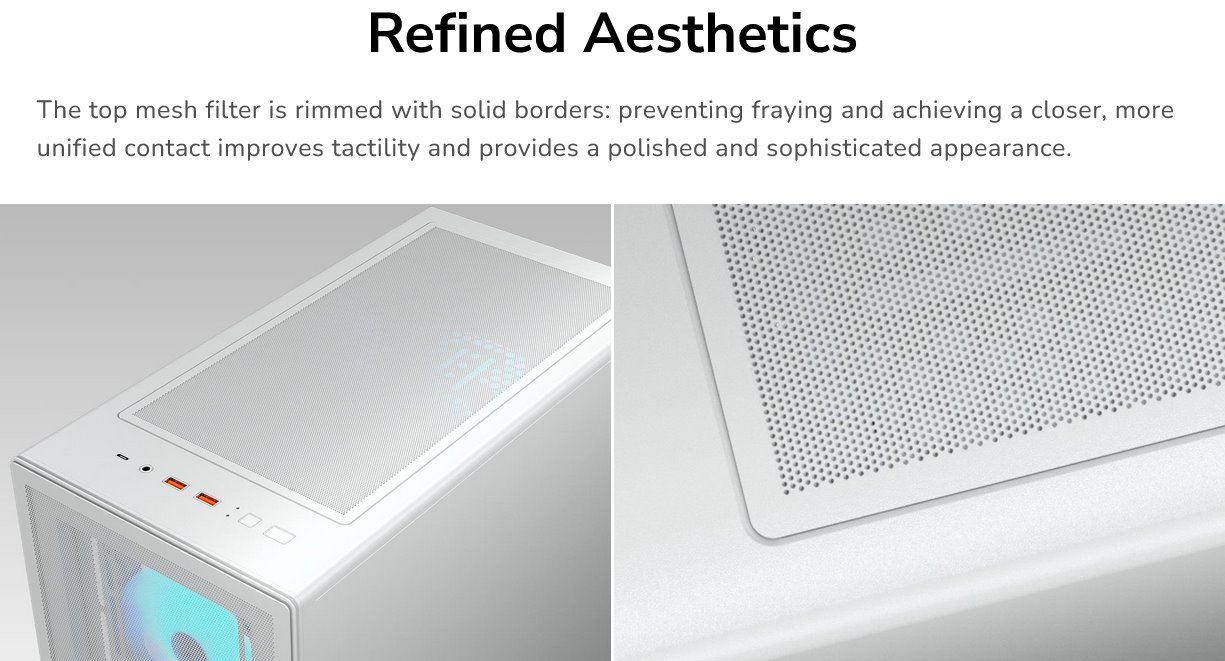 COUGAR PC skříň MX220 RGB White Mid Tower Mesh Front Panel 4 x 120mm ARGB Fans TG Left Panel