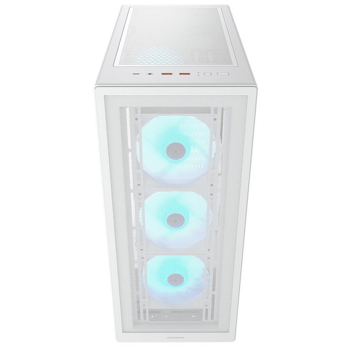 COUGAR PC skříň MX220 RGB White Mid Tower Mesh Front Panel 4 x 120mm ARGB Fans TG Left Panel