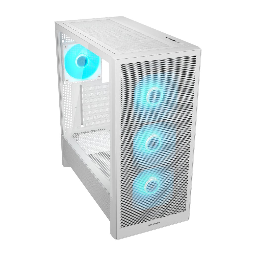 COUGAR PC skříň MX230 White RGB Mid Tower Mesh Front Panel 4 x 120mm ARGB Fans TG Left Panel