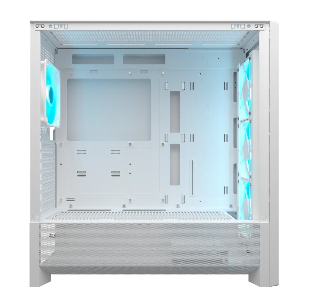 COUGAR PC skříň MX230 White RGB Mid Tower Mesh Front Panel 4 x 120mm ARGB Fans TG Left Panel