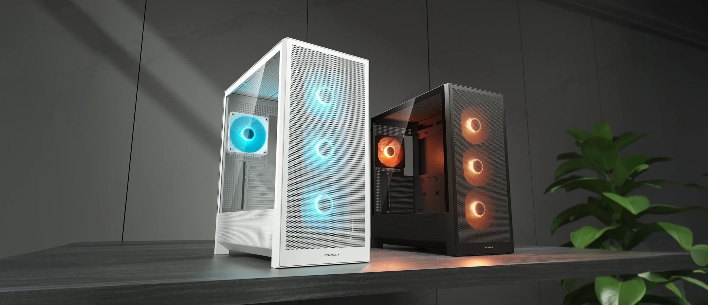 COUGAR PC skříň MX230 White RGB Mid Tower Mesh Front Panel 4 x 120mm ARGB Fans TG Left Panel