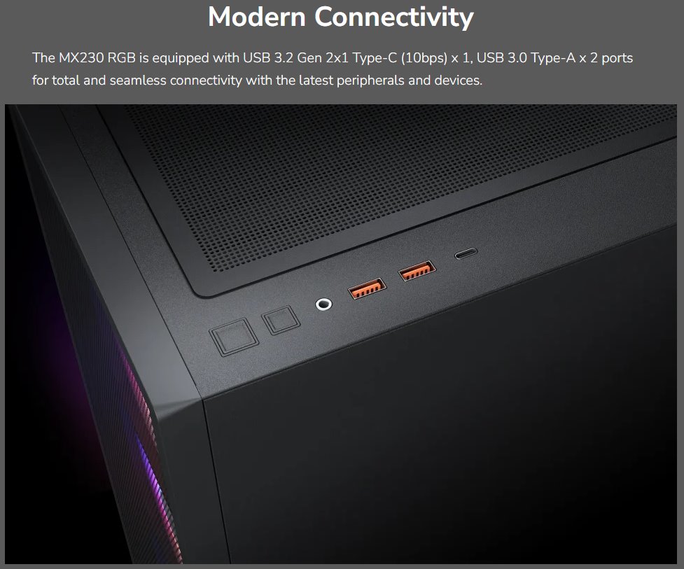 COUGAR PC skříň MX230 White RGB Mid Tower Mesh Front Panel 4 x 120mm ARGB Fans TG Left Panel