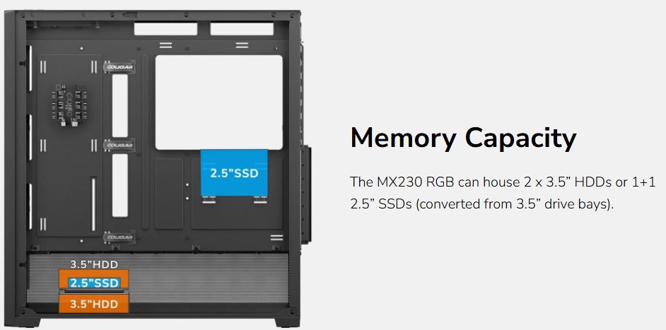 COUGAR PC skříň MX230 White RGB Mid Tower Mesh Front Panel 4 x 120mm ARGB Fans TG Left Panel