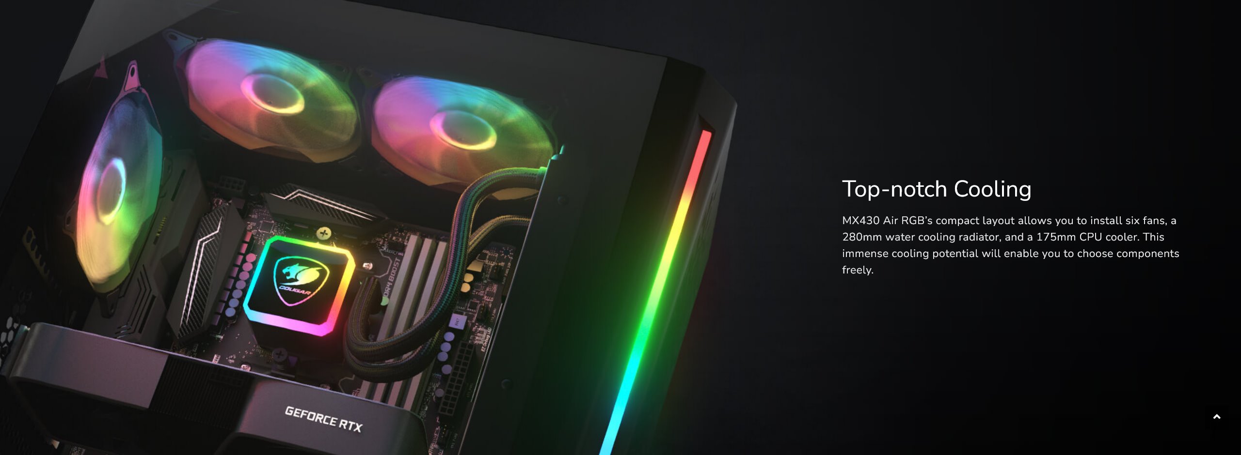 COUGAR PC skříň MX430 Air RGB Black Mid Tower Air Vents Front Panel with ARGB strips 3 x ARGB Fans 4mm TG Left Panel