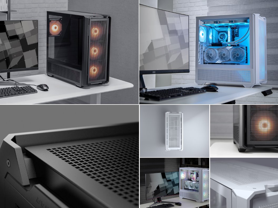 COUGAR PC skříň MX600 Black Mid Tower Mesh Front Panel 3 x 140mm + 1 x 120mm Fans TG Left Panel