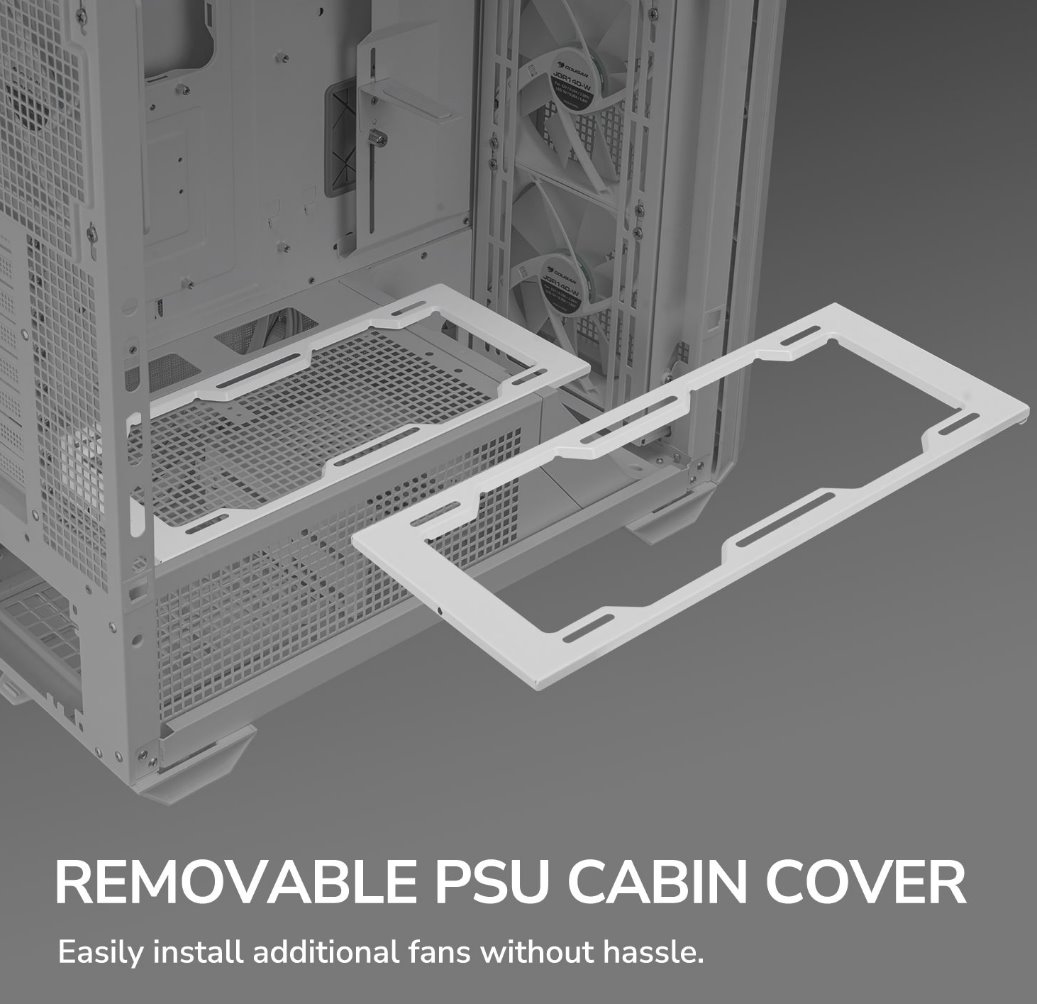 COUGAR PC skříň MX600 White Full Tower Mesh Front Panel 3 x 140mm + 1 x 120mm Fans TG Left Panel