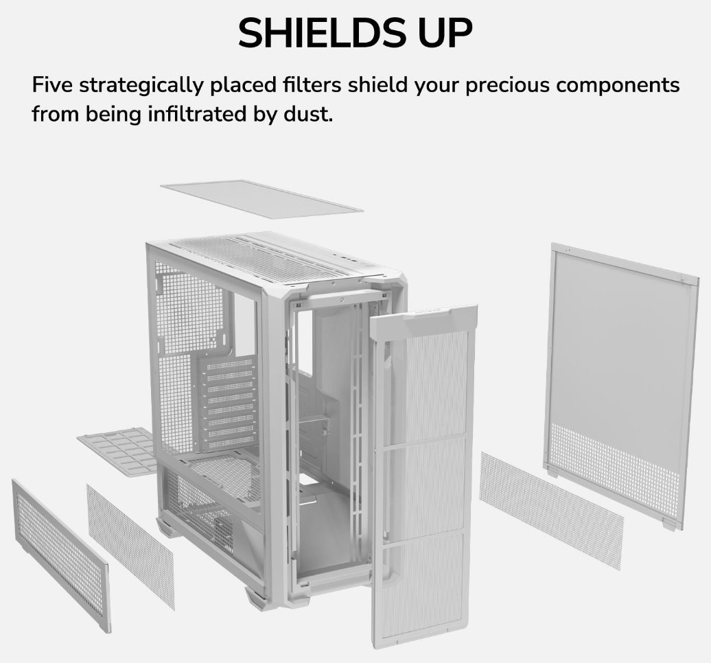 COUGAR PC skříň MX600 White Full Tower Mesh Front Panel 3 x 140mm + 1 x 120mm Fans TG Left Panel